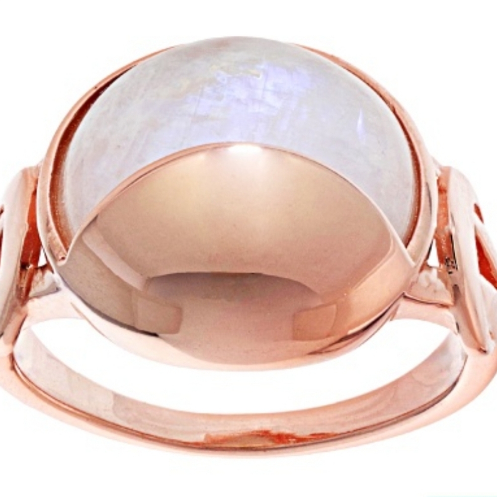 Natural Moonstone in 18k Rose Gold over Sterling Silver Ring Sz 7